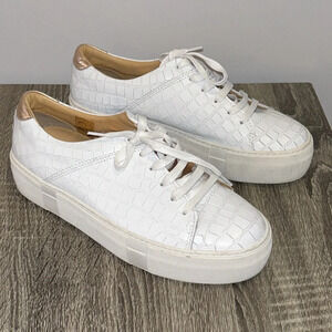 Sister X Soeur Lulu Croc Embossed  Sneaker White